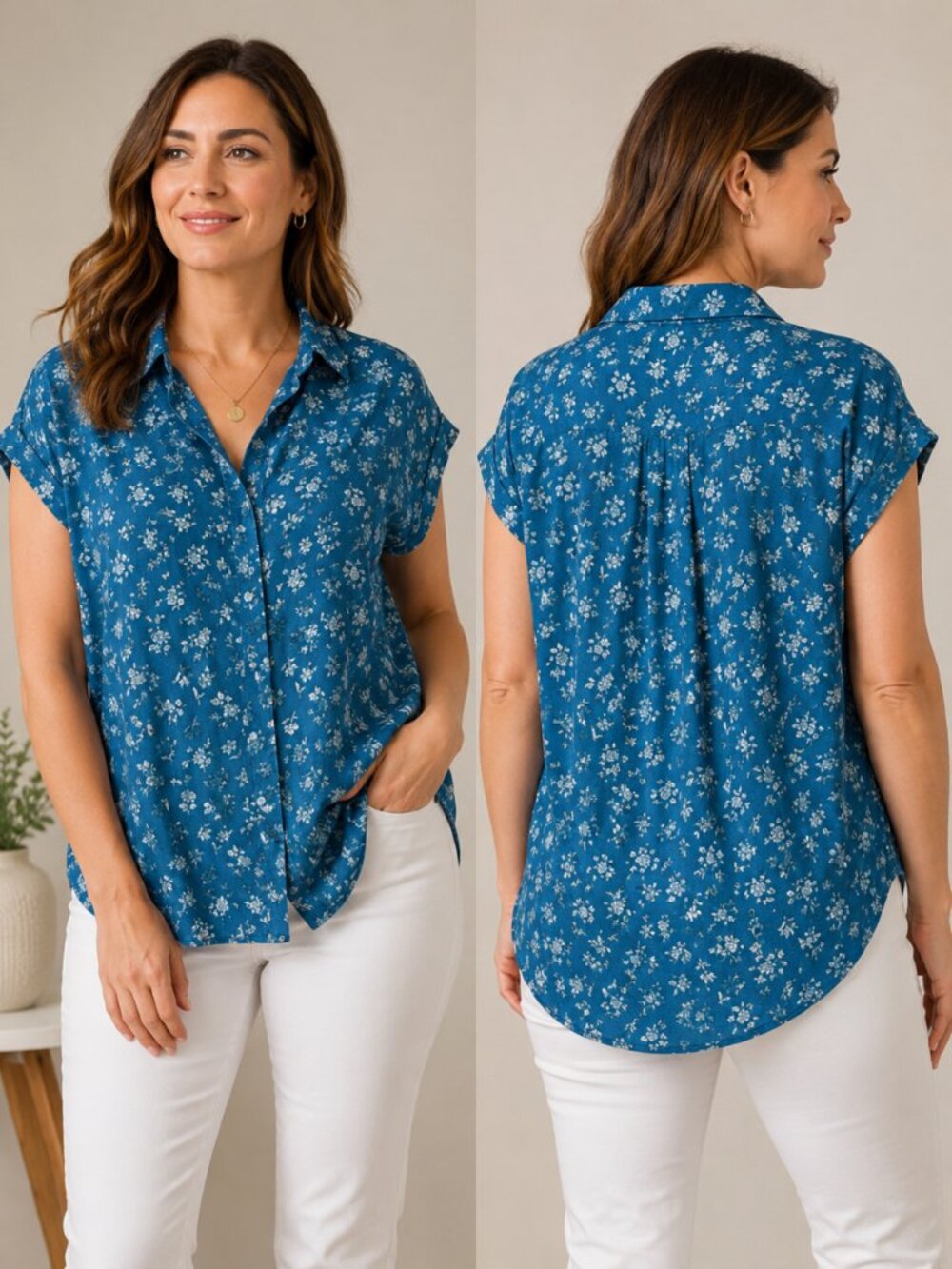 NWT $115 Lauren Women's Ralph Lauren Plus Size Cuffed Floral Shirt 1X